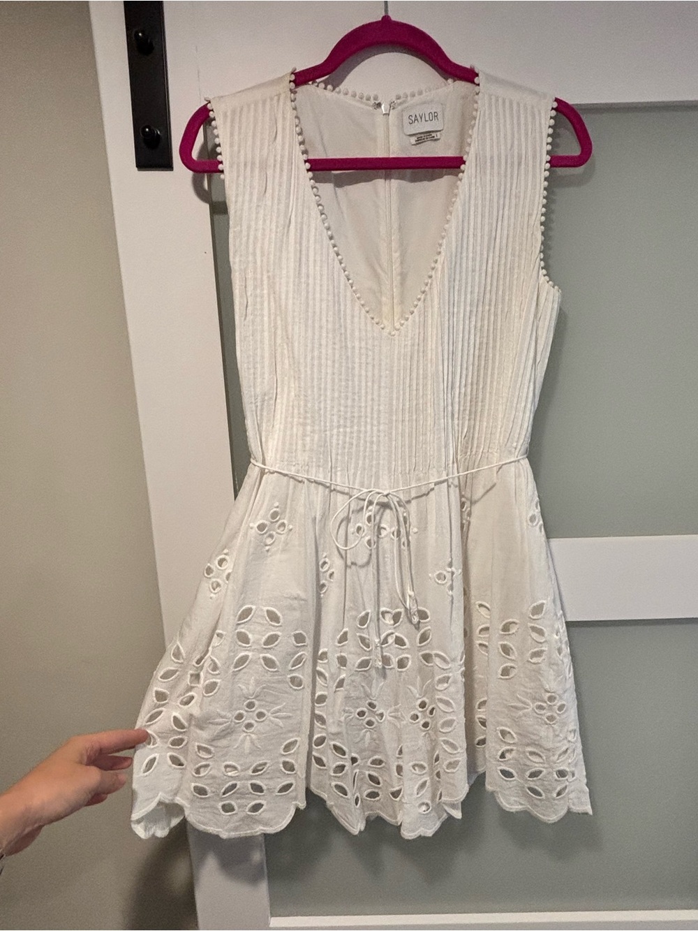 SAYLOR White Eyelet V-Neck Sleeveless Romper